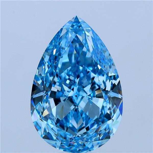 15.44 Carat Pear Shaped, Excellent Cut, FANCY VIVID BLUE Color, VS1 Clarity, IGI Certified Lab Grown Diamond