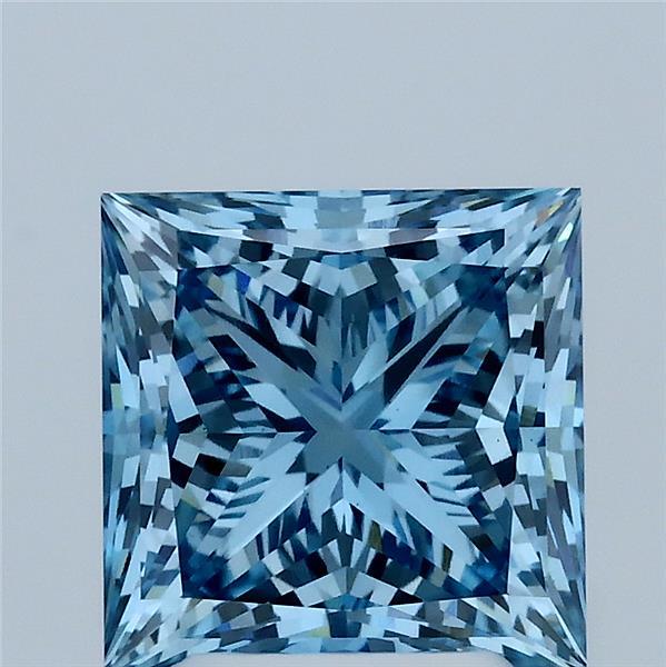 3.01 Carat Princess Shaped, Ideal Cut, FANCY VIVID BLUE Color, VS1 Clarity, IGI Certified Lab Grown Diamond