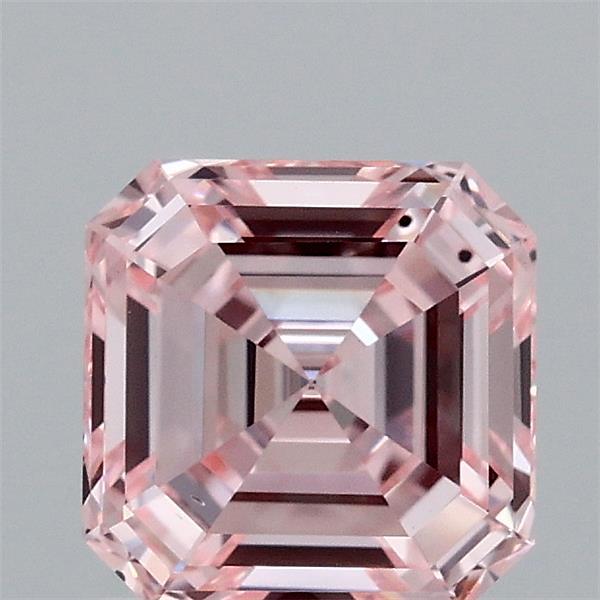 1.42 Carat Asscher Shaped, Ideal Cut, FANCY INTENSE PINK Color, SI1 Clarity, IGI Certified Lab Grown Diamond