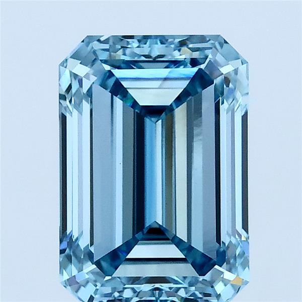 2.01 Carat Emerald Shaped, Ideal Cut, FANCY VIVID BLUE Color, VVS2 Clarity, IGI Certified Lab Grown Diamond