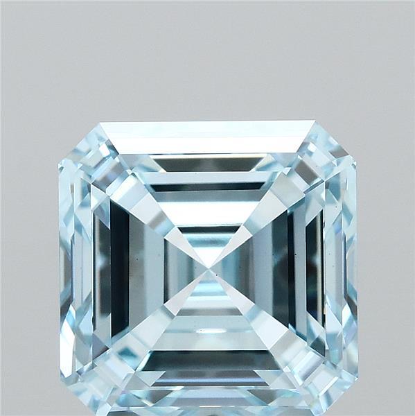 3.03 Carat Asscher Shaped, Ideal Cut, FANCY INTENSE BLUE Color, VS1 Clarity, IGI Certified Lab Grown Diamond