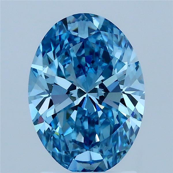 2.00 Carat Oval Shaped, Ideal Cut, FANCY VIVID BLUE Color, VS1 Clarity, IGI Certified Lab Grown Diamond