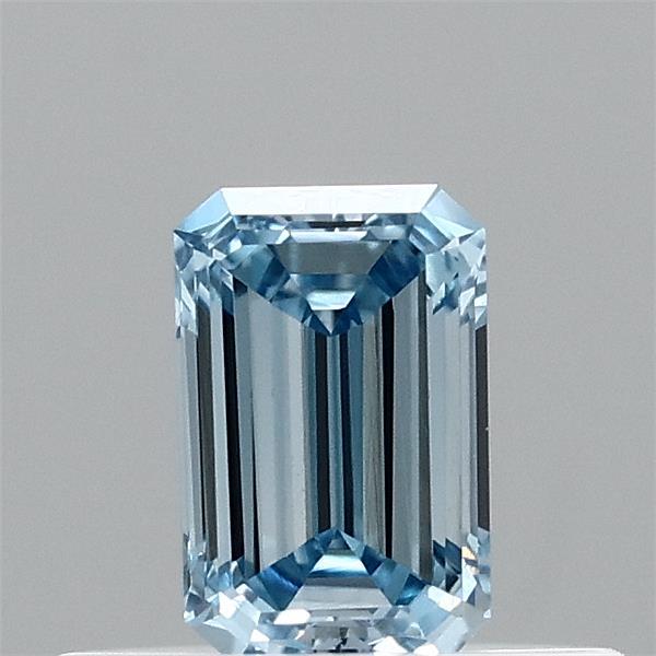 0.31 Carat Emerald Shaped, Ideal Cut, FANCY VIVID BLUE Color, VVS1 Clarity, IGI Certified Lab Grown Diamond