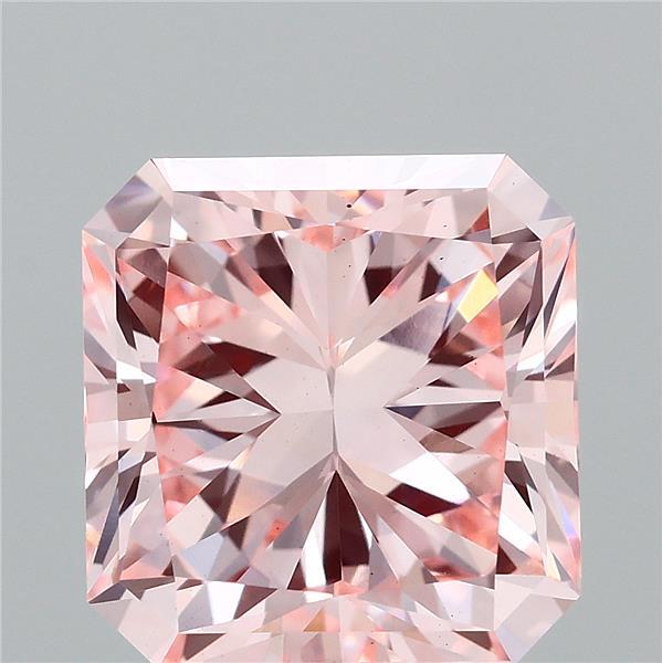 2.94 Carat Radiant Shaped, Excellent Cut, FANCY VIVID PINK Color, VS1 Clarity, IGI Certified Lab Grown Diamond