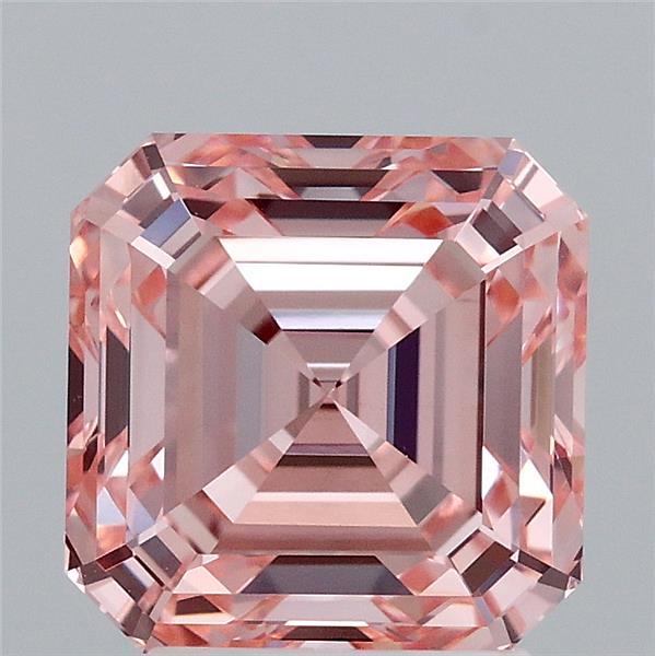 3.21 Carat Asscher Shaped, Ideal Cut, FANCY VIVID PINK Color, VS1 Clarity, IGI Certified Lab Grown Diamond