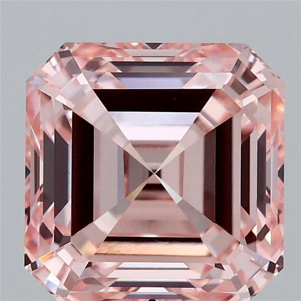 3.08 Carat Asscher Shaped, Ideal Cut, FANCY INTENSE PINK Color, VS1 Clarity, IGI Certified Lab Grown Diamond