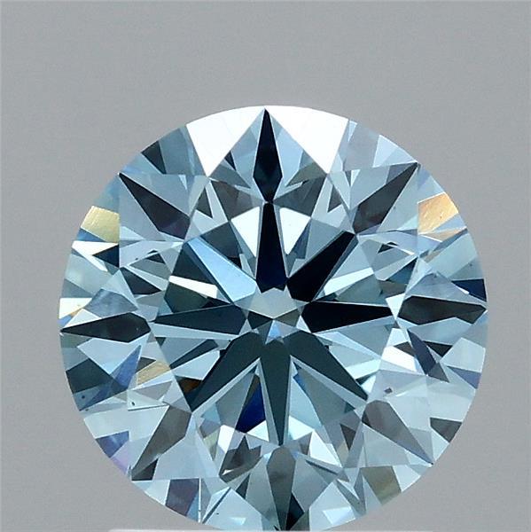 1.74 Carat Round Shaped, Excellent Cut, FANCY VIVID BLUE Color, VS1 Clarity, IGI Certified Lab Grown Diamond