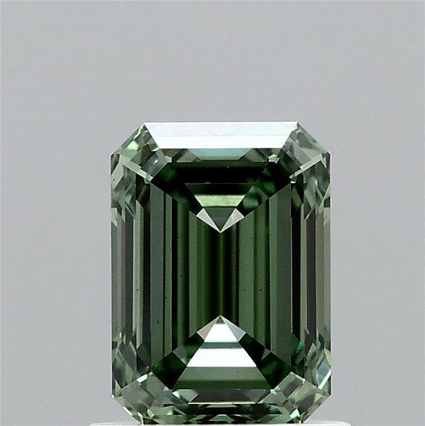 1.13 Carat Emerald Shaped, Ideal Cut, FANCY VIVID GREEN Color, VS1 Clarity, IGI Certified Lab Grown Diamond
