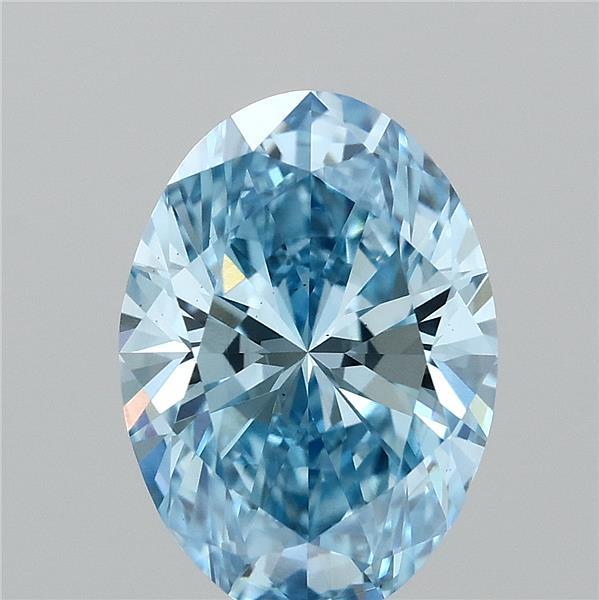 1.55 Carat Oval Shaped, Ideal Cut, FANCY VIVID BLUE Color, VS1 Clarity, IGI Certified Lab Grown Diamond
