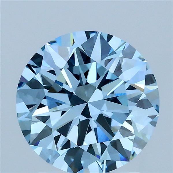2.05 Carat Round Shaped, Ideal Cut, FANCY VIVID BLUE Color, VVS2 Clarity, IGI Certified Lab Grown Diamond