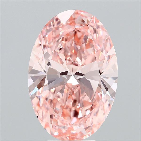 7.02 Carat Oval Shaped, Ideal Cut, FANCY VIVID PINK Color, VVS2 Clarity, IGI Certified Lab Grown Diamond