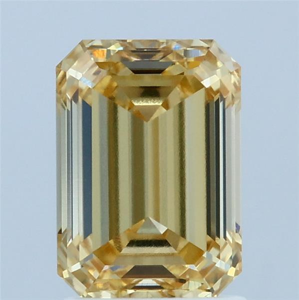 2.02 Carat Emerald Shaped, Ideal Cut, FANCY INTENSE YELLOW Color, VVS2 Clarity, IGI Certified Lab Grown Diamond