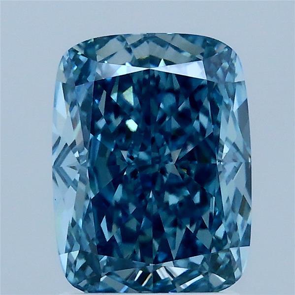 2.10 Carat Cushion Shaped, Ideal Cut, FANCY VIVID GREENISH BLUE Color, VS1 Clarity, IGI Certified Lab Grown Diamond