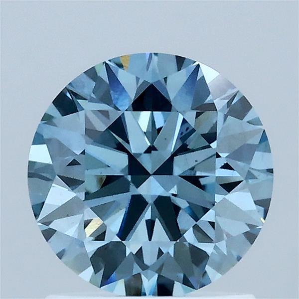 1.30 Carat Round Shaped, Ideal Cut, FANCY VIVID BLUE Color, VS2 Clarity, IGI Certified Lab Grown Diamond