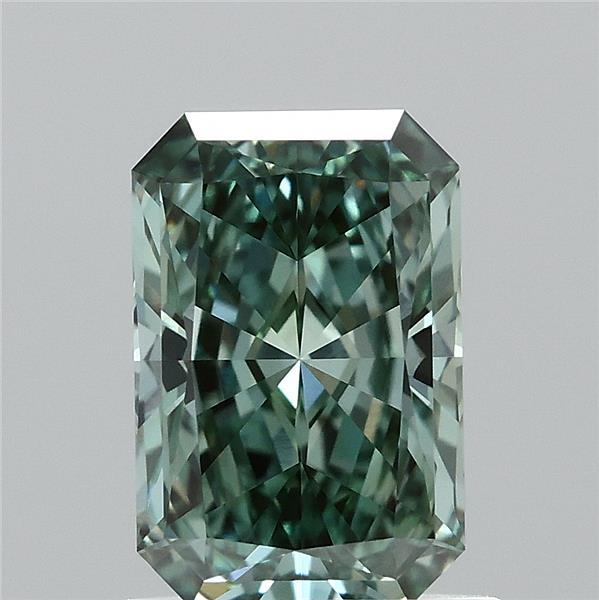 1.03 Carat Radiant Shaped, Ideal Cut, FANCY VIVID GREEN Color, VVS1 Clarity, IGI Certified Lab Grown Diamond