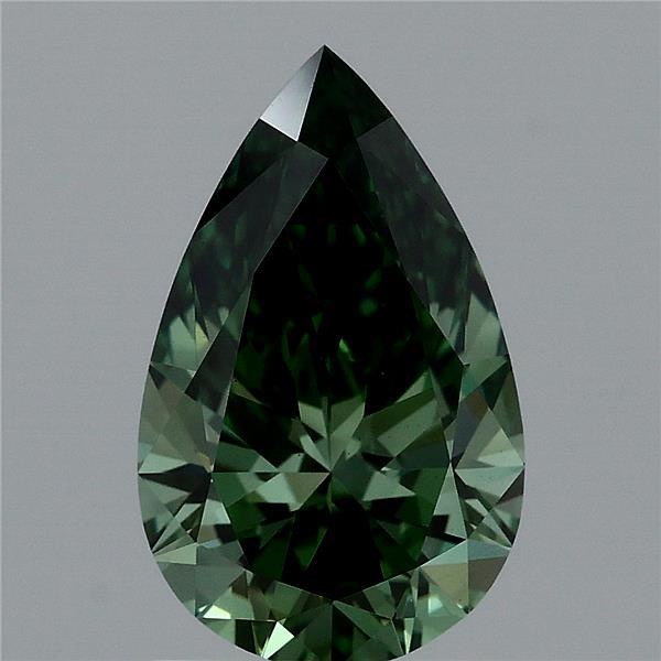 1.57 Carat Pear Shaped, Ideal Cut, FANCY VIVID GREEN Color, VS2 Clarity, IGI Certified Lab Grown Diamond