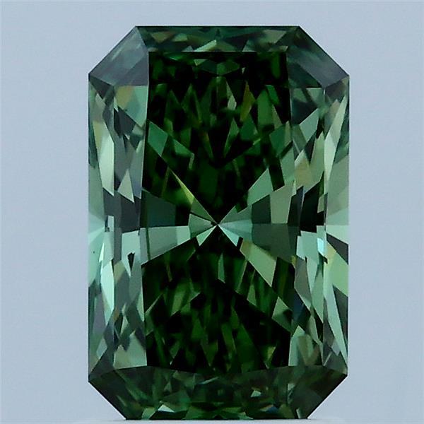 1.42 Carat Radiant Shaped, Excellent Cut, FANCY VIVID GREEN Color, VS1 Clarity, IGI Certified Lab Grown Diamond