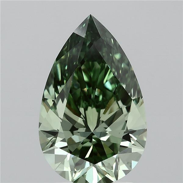 2.55 Carat Pear Shaped, Ideal Cut, FANCY VIVID GREEN Color, VVS2 Clarity, IGI Certified Lab Grown Diamond
