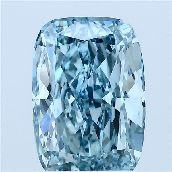 2.02 Carat Cushion Shaped, Ideal Cut, FANCY VIVID GREENISH BLUE Color, VS1 Clarity, IGI Certified Lab Grown Diamond