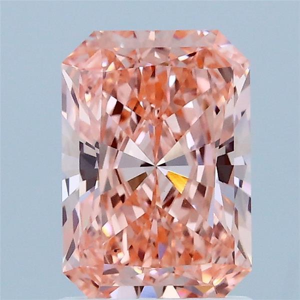 1.46 Carat Radiant Shaped, Ideal Cut, FANCY VIVID PINK Color, VS2 Clarity, IGI Certified Lab Grown Diamond