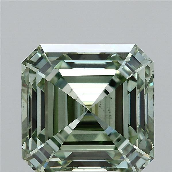 6.69 Carat Asscher Shaped, Ideal Cut, FANCY VIVID GREEN Color, VS2 Clarity, IGI Certified Lab Grown Diamond