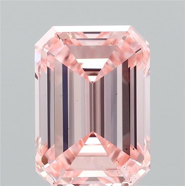 1.88 Carat Emerald Shaped, Ideal Cut, FANCY INTENSE PINK Color, VS2 Clarity, IGI Certified Lab Grown Diamond