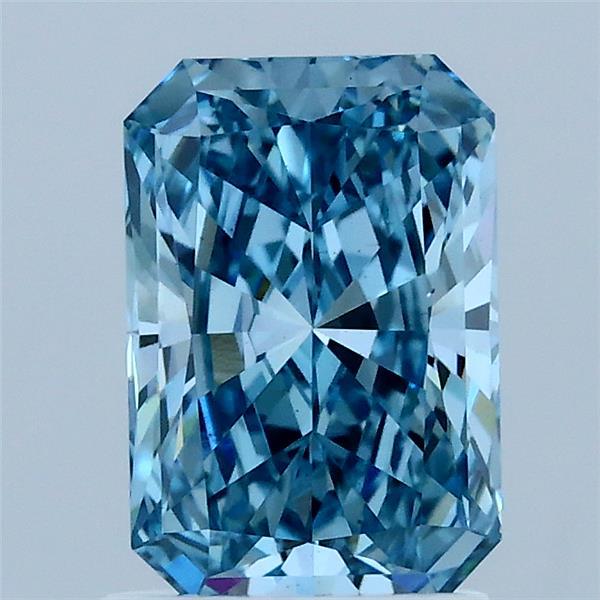 1.50 Carat Radiant Shaped, Ideal Cut, FANCY VIVID BLUE Color, VS1 Clarity, IGI Certified Lab Grown Diamond