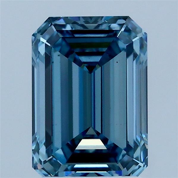 2.02 Carat Emerald Shaped, Ideal Cut, FANCY VIVID BLUE Color, VS2 Clarity, IGI Certified Lab Grown Diamond