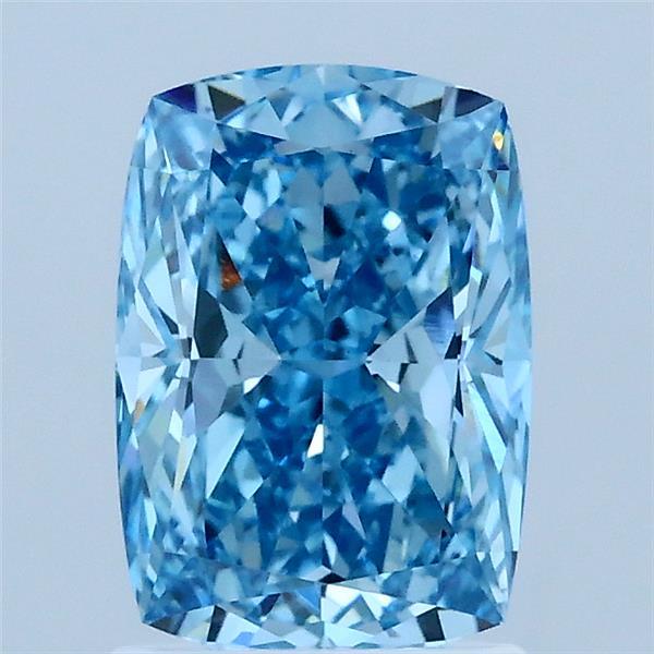 1.60 Carat Cushion Shaped, Ideal Cut, FANCY VIVID BLUE Color, VVS2 Clarity, IGI Certified Lab Grown Diamond