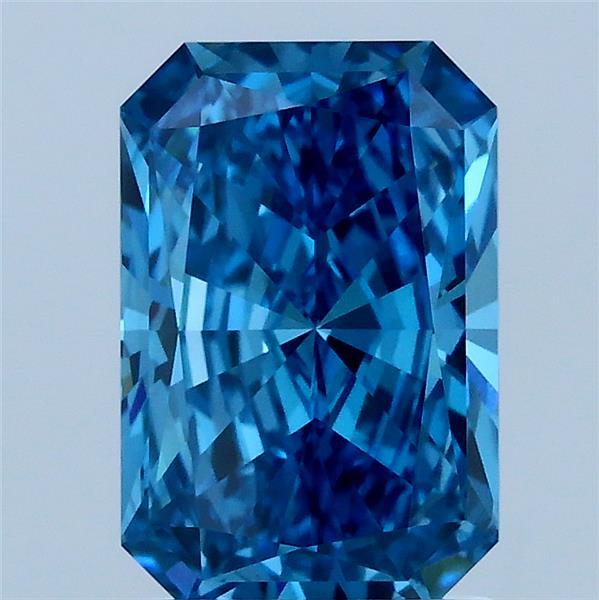 2.00 Carat Radiant Shaped, Ideal Cut, FANCY VIVID BLUE Color, VVS2 Clarity, IGI Certified Lab Grown Diamond
