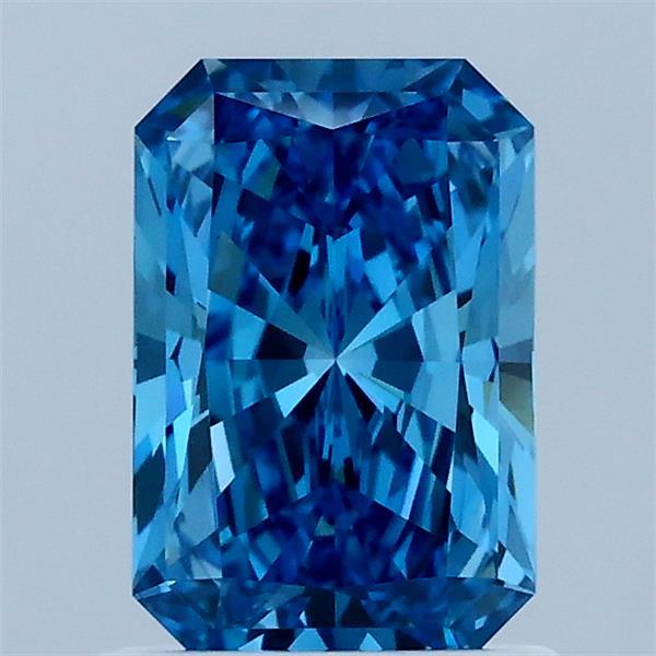 1.17 Carat Radiant Shaped, Ideal Cut, FANCY VIVID BLUE Color, VVS2 Clarity, IGI Certified Lab Grown Diamond