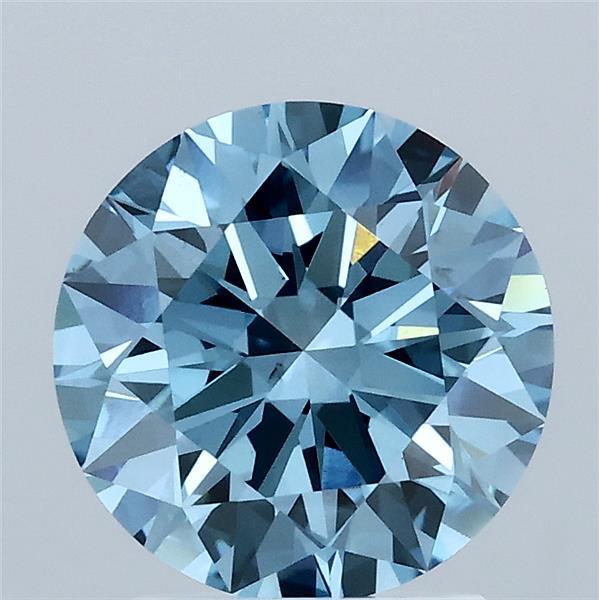 2.08 Carat Round Shaped, Ideal Cut, FANCY VIVID BLUE Color, VS1 Clarity, IGI Certified Lab Grown Diamond