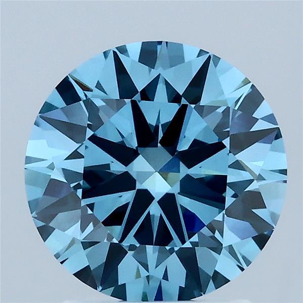 2.02 Carat Round Shaped, Ideal Cut, FANCY VIVID BLUE Color, VS1 Clarity, IGI Certified Lab Grown Diamond