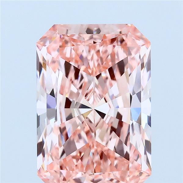 2.74 Carat Radiant Shaped, Ideal Cut, FANCY VIVID PINK Color, VVS2 Clarity, IGI Certified Lab Grown Diamond