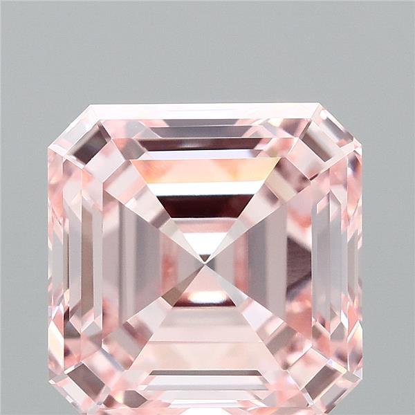 2.50 Carat Asscher Shaped, Ideal Cut, FANCY INTENSE PINK Color, VVS2 Clarity, IGI Certified Lab Grown Diamond