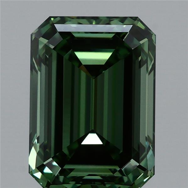 3.02 Carat Emerald Shaped, Ideal Cut, FANCY VIVID GREEN Color, VVS1 Clarity, IGI Certified Lab Grown Diamond