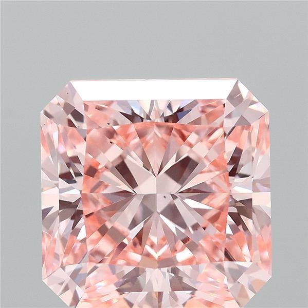 2.54 Carat Radiant Shaped, Ideal Cut, FANCY VIVID PINK Color, VS2 Clarity, IGI Certified Lab Grown Diamond
