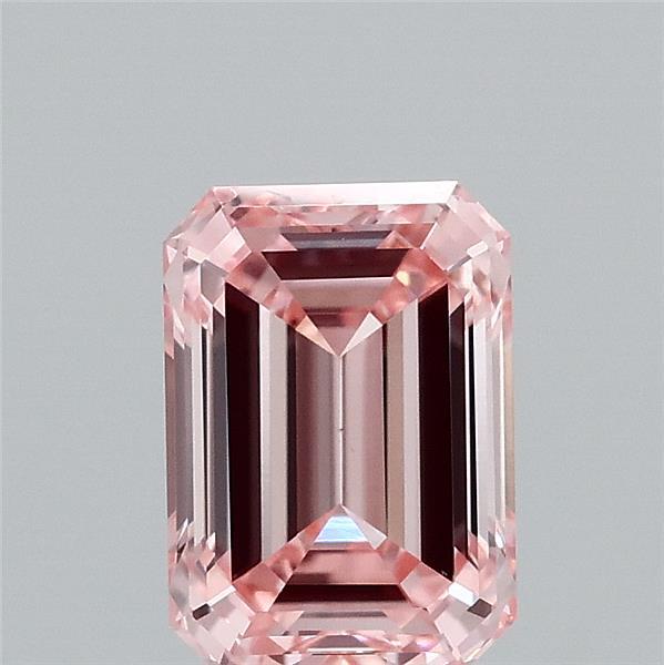 1.45 Carat Emerald Shaped, Ideal Cut, FANCY VIVID PINK Color, VS1 Clarity, IGI Certified Lab Grown Diamond
