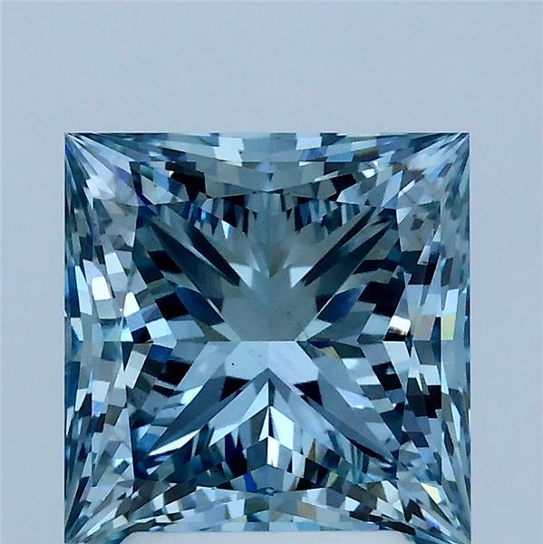 3.00 Carat Princess Shaped, Ideal Cut, FANCY VIVID BLUE Color, VS1 Clarity, IGI Certified Lab Grown Diamond