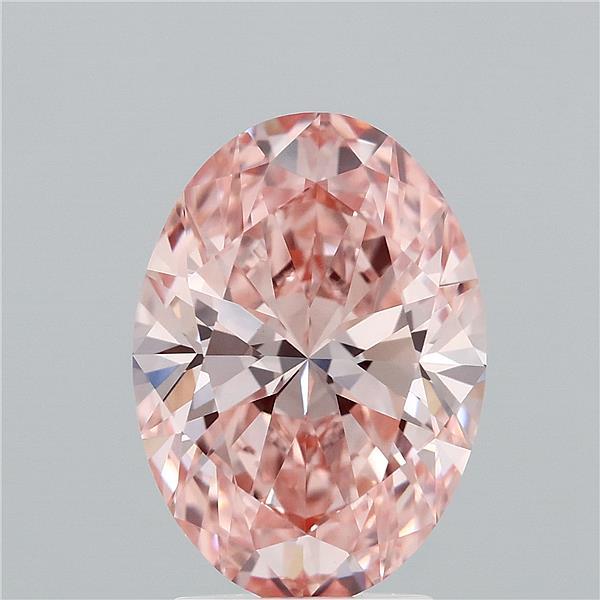 2.83 Carat Oval Shaped, Ideal Cut, FANCY VIVID PINK Color, VVS2 Clarity, IGI Certified Lab Grown Diamond