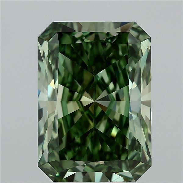6.35 Carat Radiant Shaped, Ideal Cut, FANCY VIVID GREEN Color, VS1 Clarity, IGI Certified Lab Grown Diamond