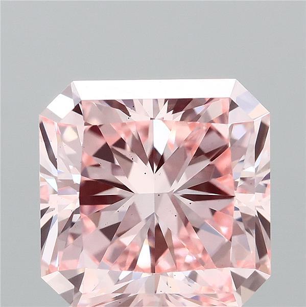 2.64 Carat Radiant Shaped, Ideal Cut, FANCY VIVID PINK Color, VS2 Clarity, IGI Certified Lab Grown Diamond