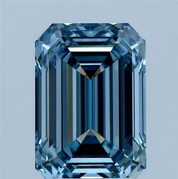 2.17 Carat Emerald Shaped, Ideal Cut, FANCY VIVID BLUE Color, VS1 Clarity, IGI Certified Lab Grown Diamond
