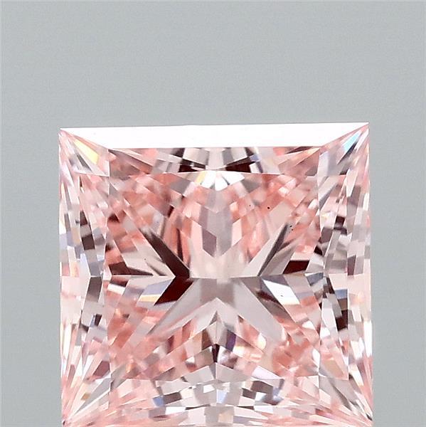 2.49 Carat Princess Shaped, Ideal Cut, FANCY INTENSE PINK Color, VS1 Clarity, IGI Certified Lab Grown Diamond
