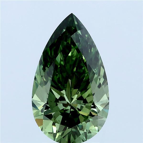 2.97 Carat Pear Shaped, Excellent Cut, FANCY VIVID GREEN Color, VS2 Clarity, IGI Certified Lab Grown Diamond