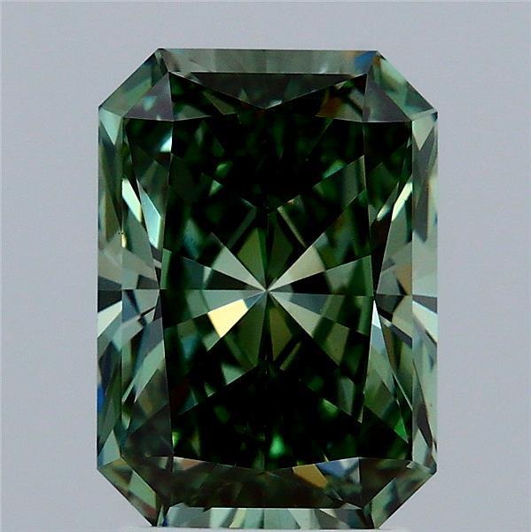 2.69 Carat Radiant Shaped, Ideal Cut, FANCY VIVID GREEN Color, VS1 Clarity, IGI Certified Lab Grown Diamond