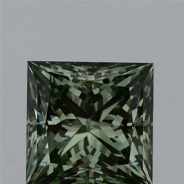 1.35 Carat Princess Shaped, Ideal Cut, FANCY VIVID GREEN Color, VS2 Clarity, IGI Certified Lab Grown Diamond