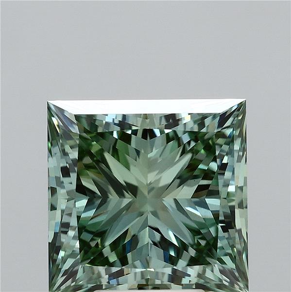 5.24 Carat Princess Shaped, Ideal Cut, FANCY VIVID GREEN Color, VVS2 Clarity, IGI Certified Lab Grown Diamond