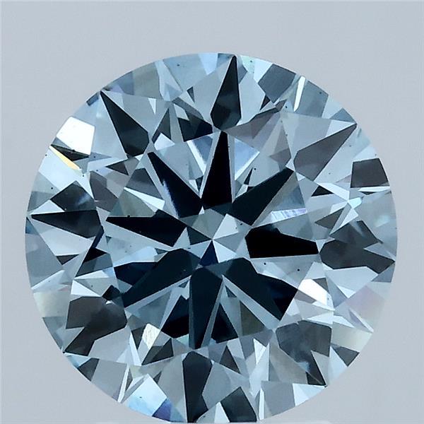 3.00 Carat Round Shaped, Excellent Cut, FANCY VIVID BLUE Color, VS2 Clarity, IGI Certified Lab Grown Diamond