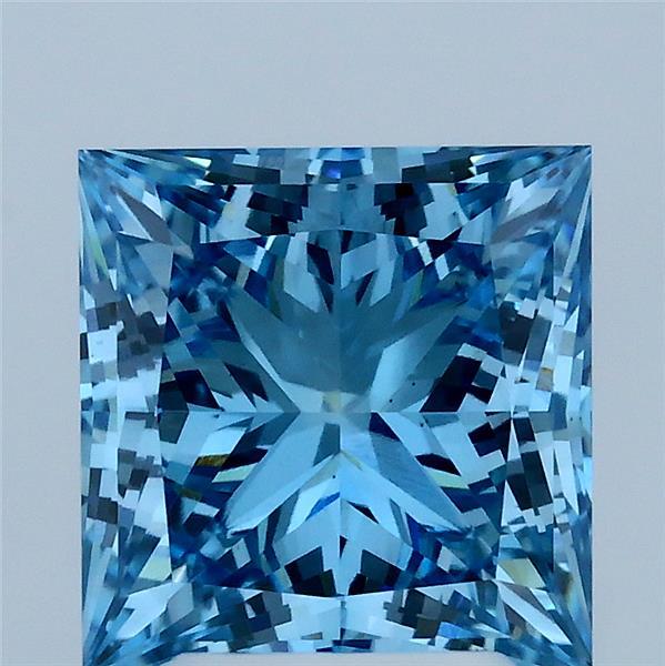 3.06 Carat Princess Shaped, Ideal Cut, FANCY VIVID BLUE Color, VS1 Clarity, IGI Certified Lab Grown Diamond